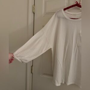 White waffle material long sleeve